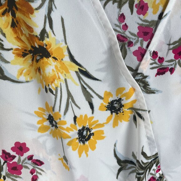 Express Bodysuit Womens Size XS Faux Wrap Boho Flowy Sheer Hippie Floral Office - Picture 5 of 10